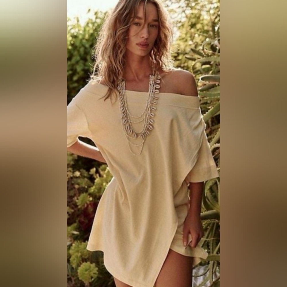 Free People Cream Off-Shoulder Tunic